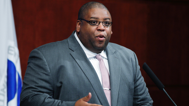 Former NHTSA head David Strickland now represents a lobbying effort by driverless car manufacturers, and supported draft legislation put out by House Republicans at a Congressional hearing Tuesday morning (AP)
